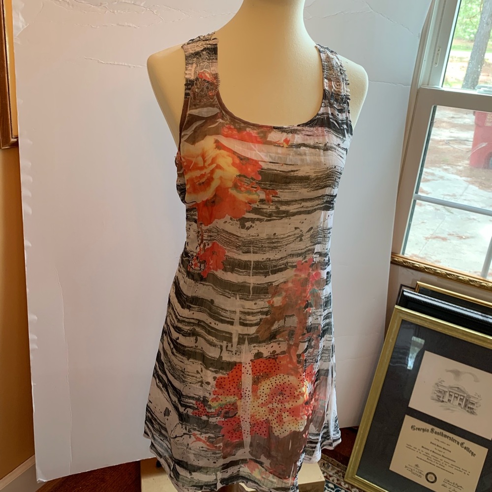 Prestige Tank dress White Black Rose Size Med